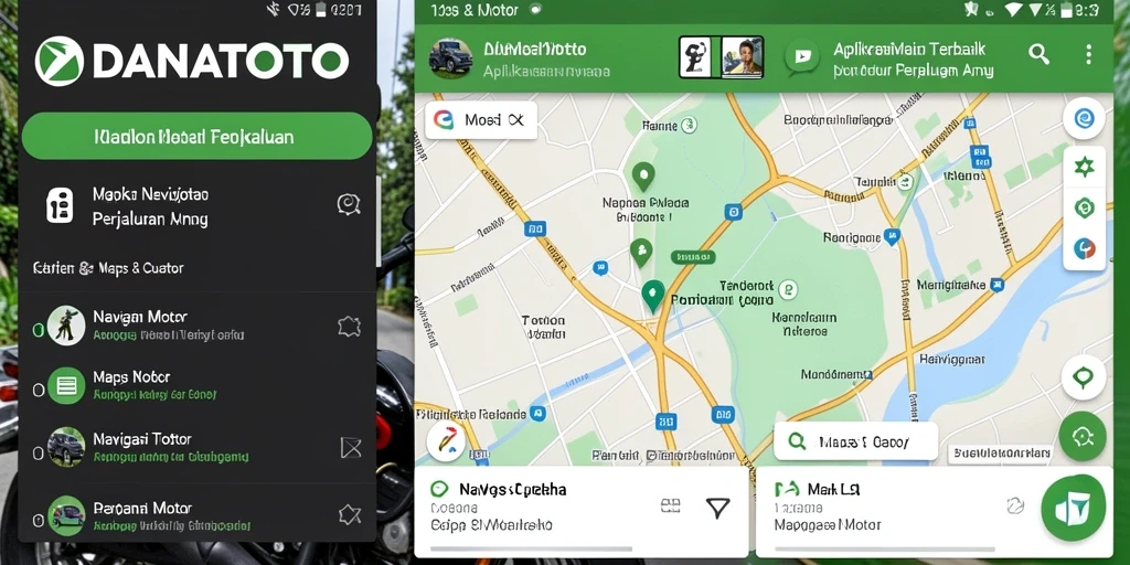 Screenshot DANATOTO menampilkan antarmuka navigasi motor yang intuitif.