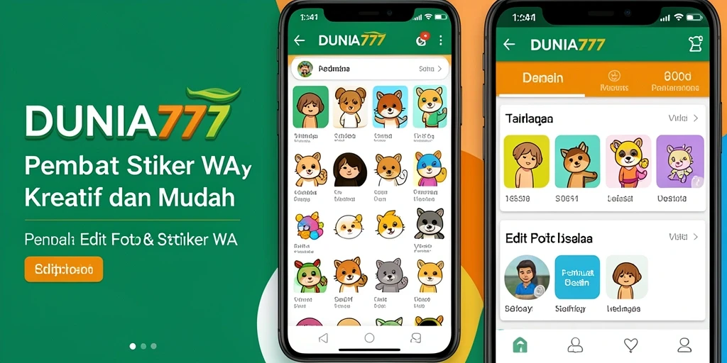 Tampilan antarmuka DUNIA777 untuk membuat stiker WA yang menarik.