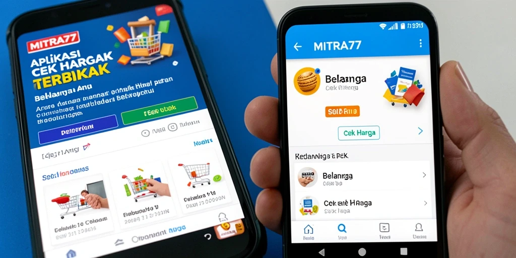Tampilan antarmuka aplikasi MITRA77 yang menampilkan fungsi Cek Harga.
