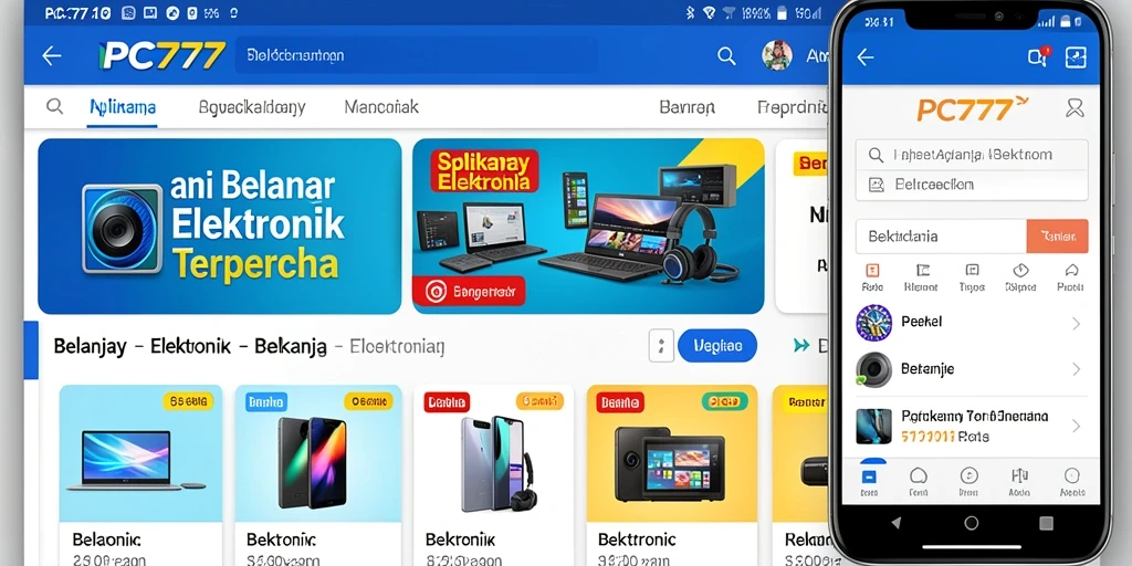 Screenshot antarmuka PC777 menampilkan fitur belanja elektronik yang ramah pengguna.