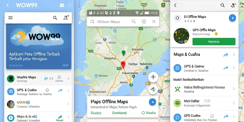Tampilan antarmuka WOW99 untuk GPS Offline Maps yang sederhana dan efektif.
