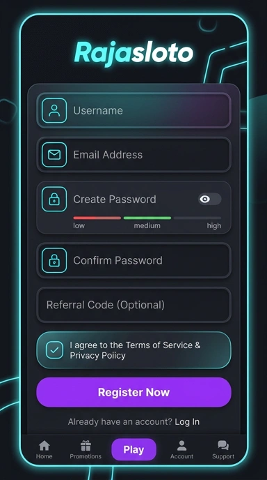 Tampilan halaman daftar rajasloto
