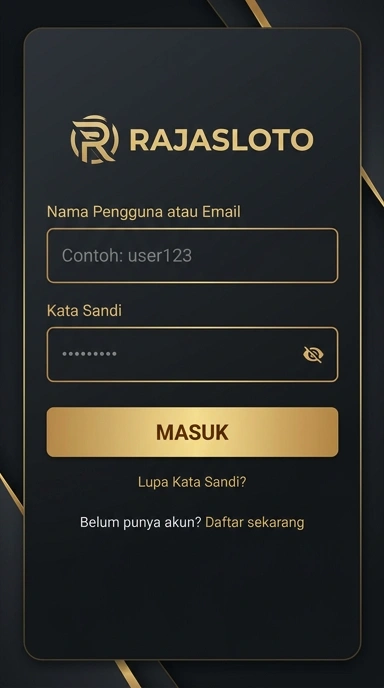 Tampilan halaman login rajasloto